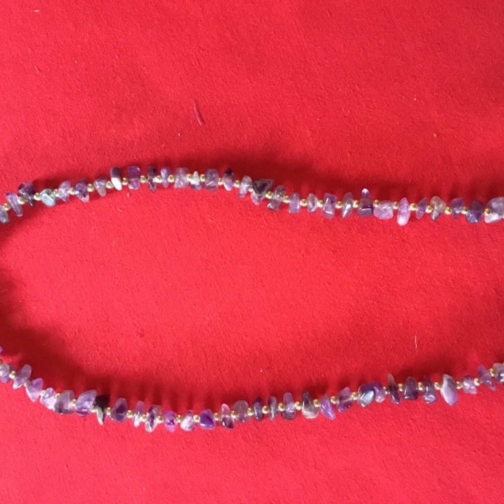 amethyst and gold bead necklace